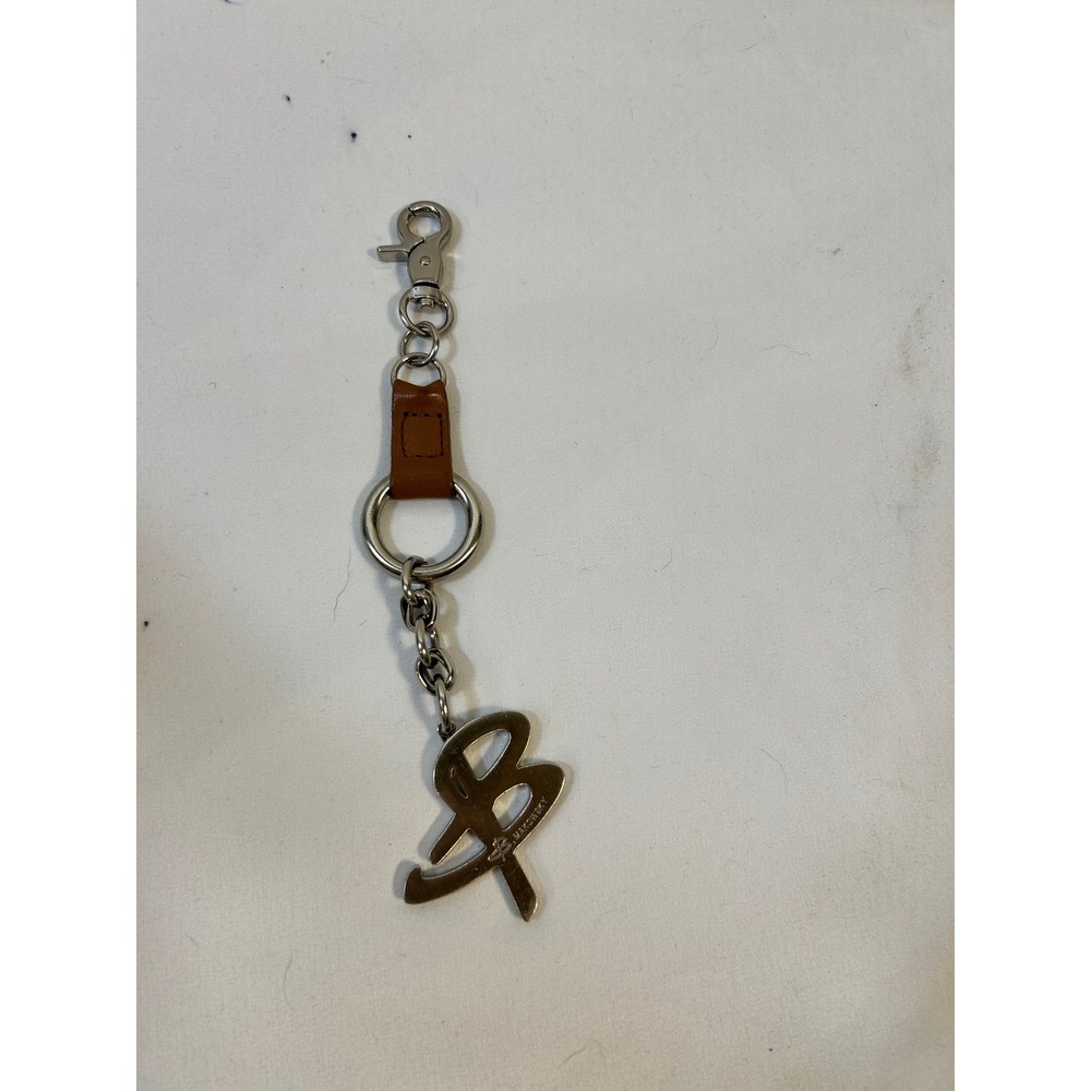 Bmakowsky  Logo Keychain‎ OS Silver Brown Leather Metal Bag Charm Women